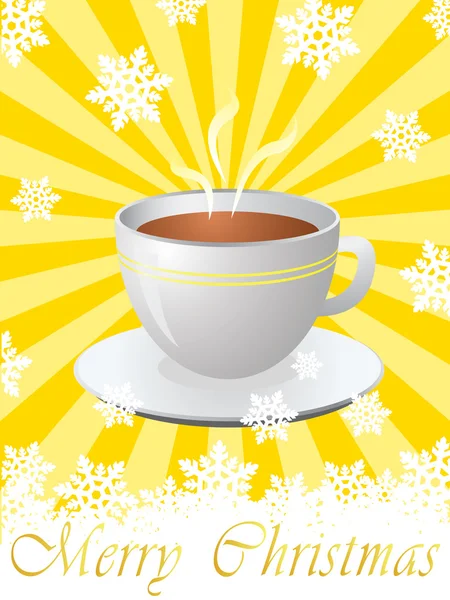 Weihnachtskarte mit Tasse Kaffee — Stockvektor