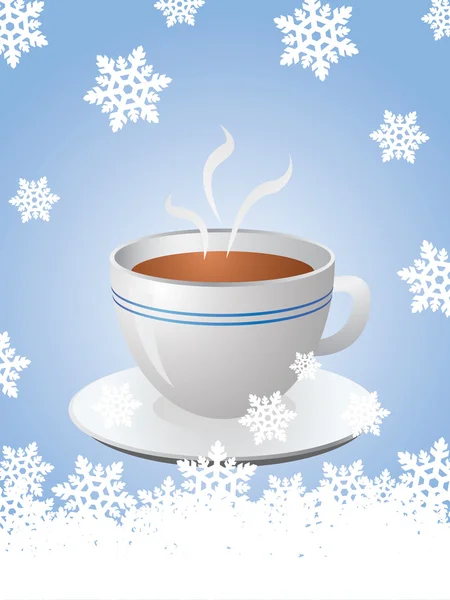 Cartão de Natal com xícara quente de café — Vetor de Stock