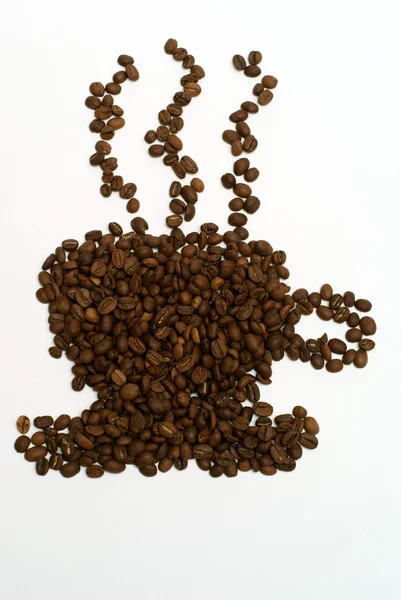 Los granos de café hacen la imagen de la taza —  Fotos de Stock