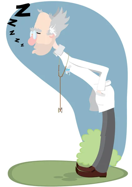 The tired doctor sleeps in park — Stock Vector