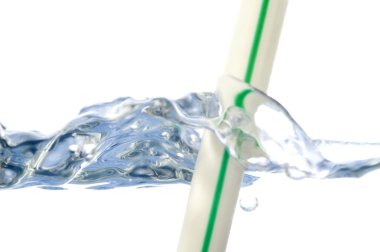 Straw and water bubbles isolated on white backgr clipart