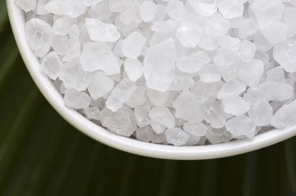 沐浴盐和棕榈叶 — 图库照片