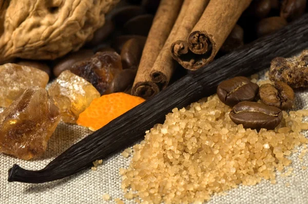 Vanilla, cinnamon sticks and other spices and in — Stock Photo, Image