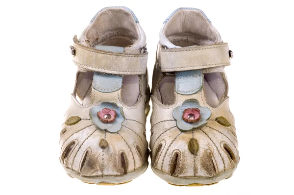 Sapatos de futebol bebê no fundo branco — Fotografia de Stock