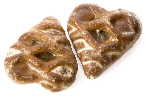 Herzförmige Kekse auf weißem Hintergrund — Stockfoto