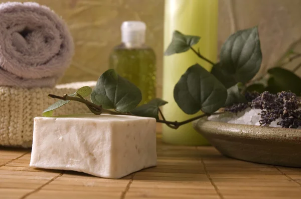 Lavender bath items. aromatherapy — Stock Photo, Image