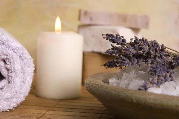 Lavender bath items. aromatherapy Royalty Free Stock Images