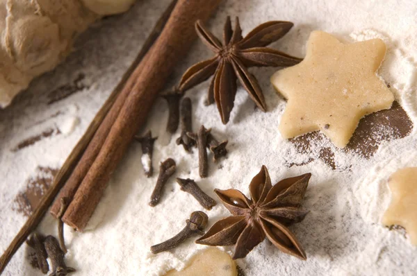 Christmas gingerbreads ingredients — Stock Photo, Image
