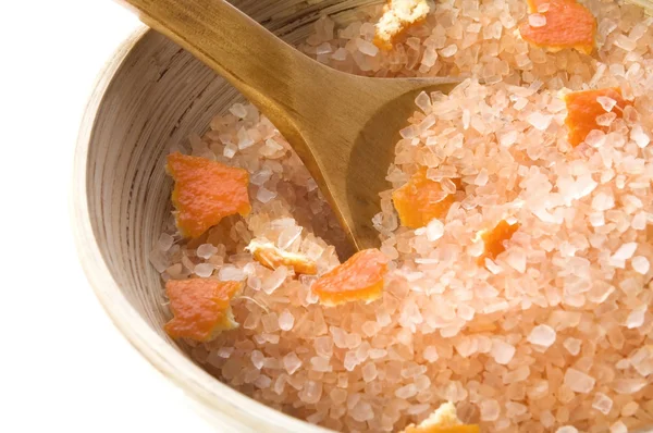 Orange salt. sweet aroma bath — Stock Photo, Image