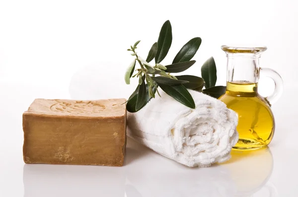 Olive bath items — Stock Photo, Image