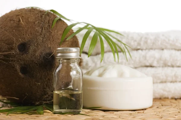 Kokosolie voor alternatieve therapie Stockfoto