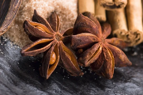 Aromatic spices with brown sugar — Stock Photo, Image