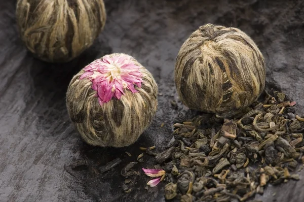 stock image Green chinese tea balls