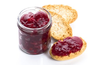 Breakfast of cherry jam on toast clipart