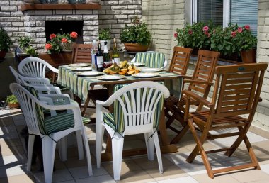 Breakfast on a terrace clipart