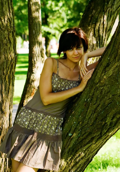 Woman with Tree — Stock Photo, Image