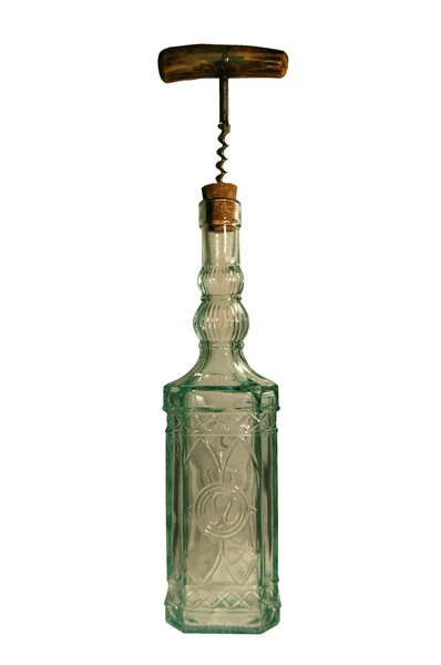 stock image Bottle with corkscrew