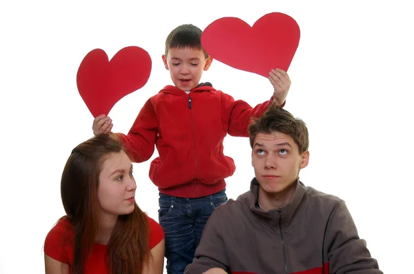 Family with heart — Stock Photo, Image