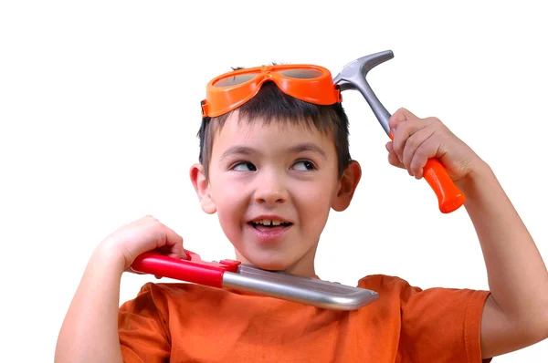 Niño y herramientas — Foto de Stock