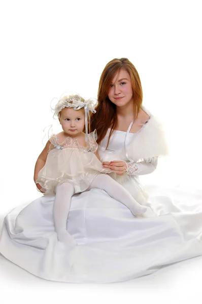 Bride with little baby — Stock Photo, Image