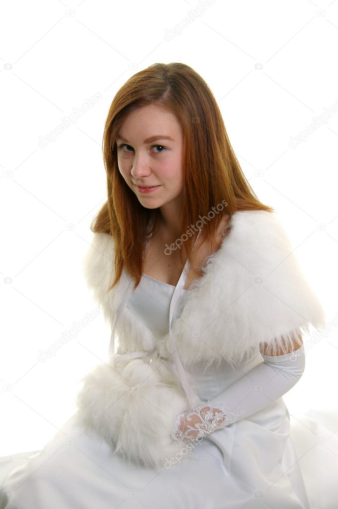 Bride with fur muff