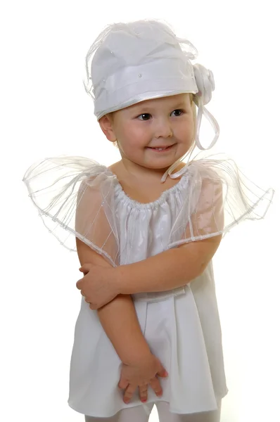 Beyaz elbiseli küçük kız — Stok fotoğraf