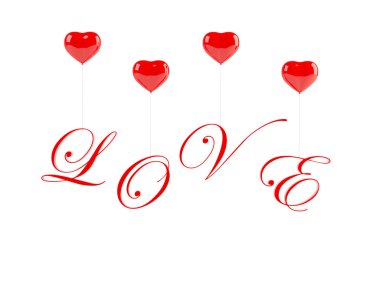 Romantic text with balloons clipart