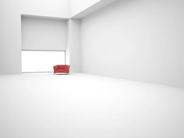 Interior vazio moderno com cadeira vermelha — Fotografia de Stock