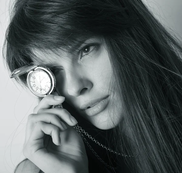 Woman with watch — Stock Photo, Image