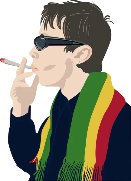 Homme fumant une cigarette — Image vectorielle