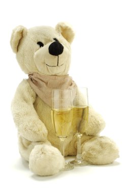 Teddy bear with champagne clipart