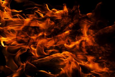 Close up of burning fire over black clipart
