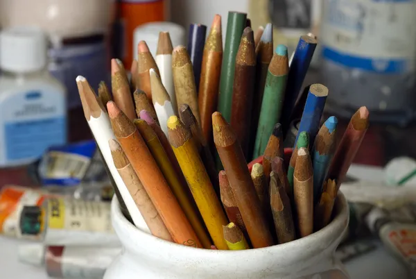 Lápices de colores viejos — Foto de Stock