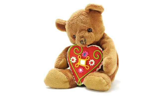 Medvídek s velké sladké srdce — Stock fotografie