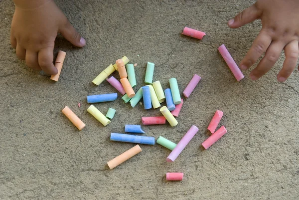 stock image Chalks and kid hands