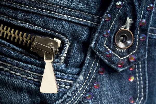 Blue Denim Jeans with zipper — Stock Photo, Image
