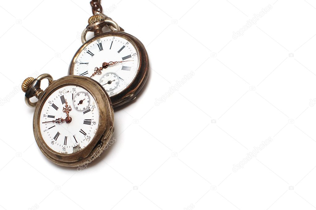 Two old watches isolated on white
