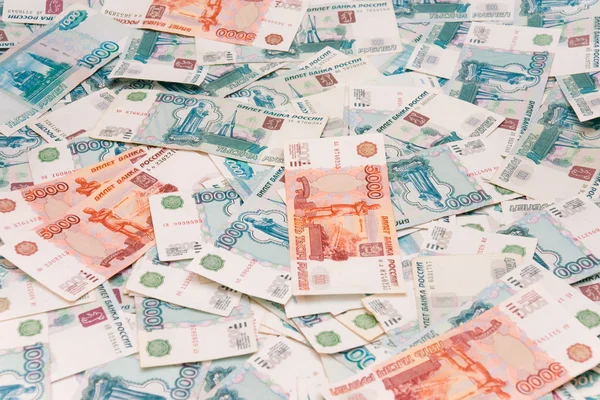 Russian roubles background — Stock Photo, Image