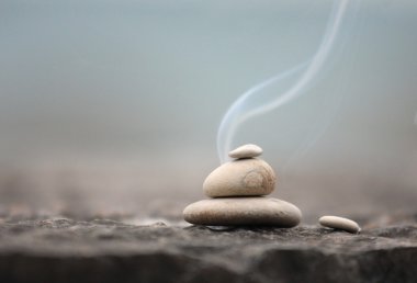 Zen stones with smoke