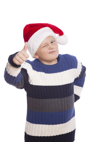 Młody chłopak z santa hat — Zdjęcie stockowe