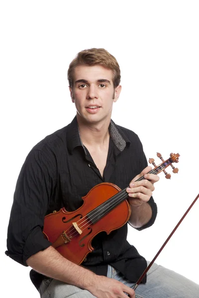 Young male with violin — Stock Photo, Image