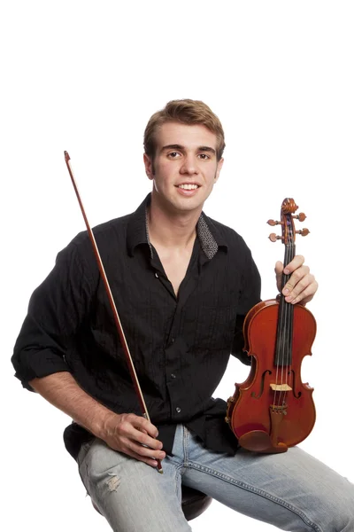 Young male with violin — Stock Photo, Image