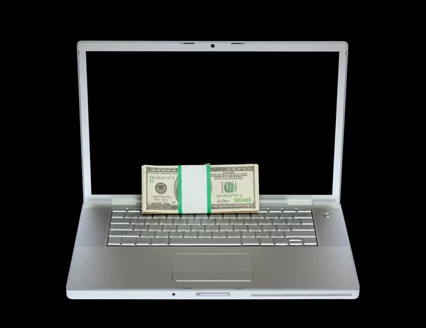 Laptop and US money — Stock Photo, Image