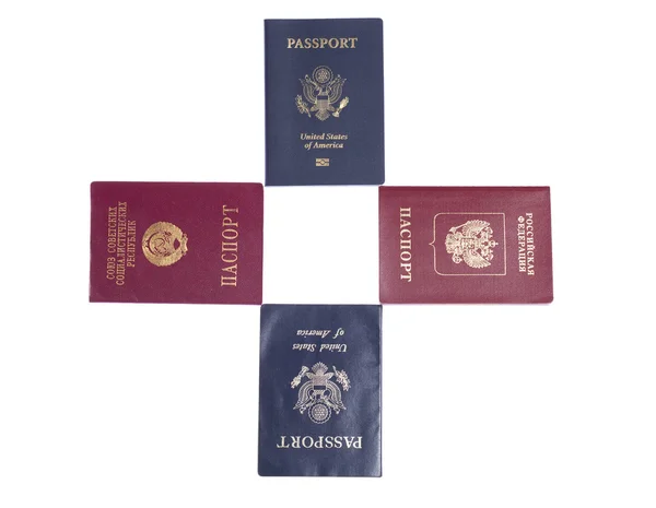 Четыре паспорта — стоковое фото