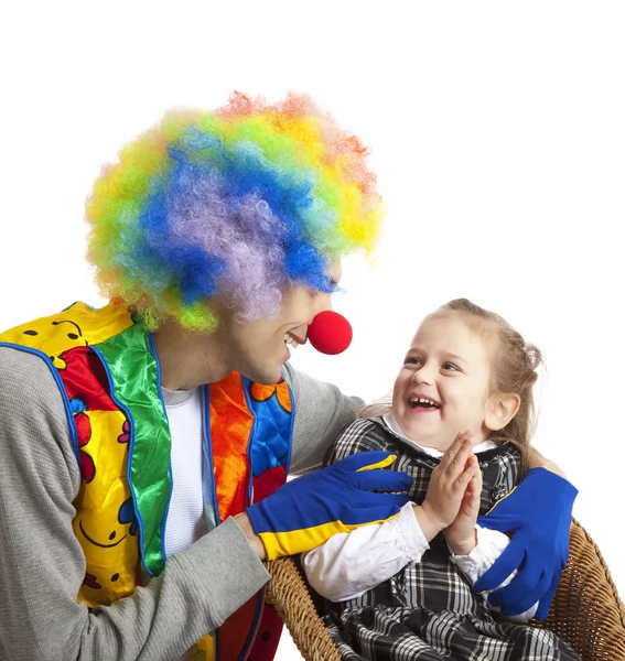 Clown and little girl — Stock Photo, Image