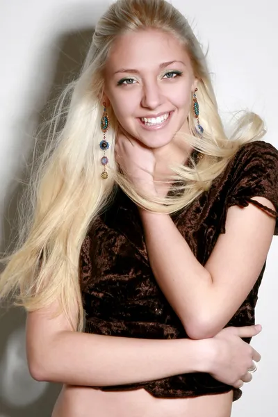 Cheerful beautiful blond girl — Stock Photo, Image