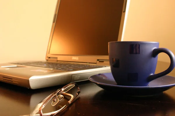 stock image Laptop at breakfast