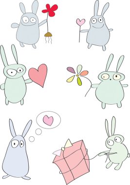 Funny rabbits clipart