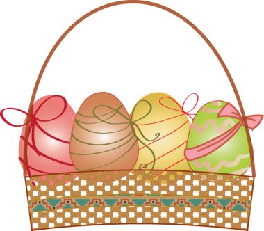 Easter basket with eggs clipart