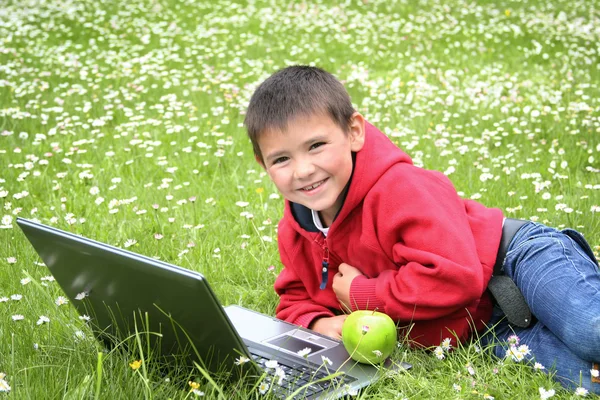 stock image Boy with laptop